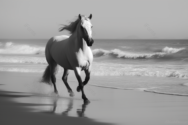 一只马在海边散步摄影实拍,高清,摄影图,摄影图片,图片大全,摄影图免费下载